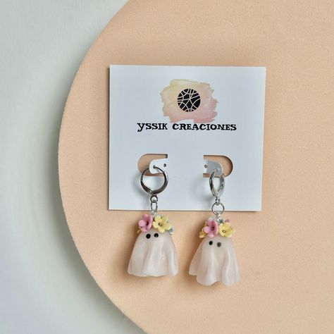 Pretty Pink Aesthetic, Ghost Clay, Clay Earrings Halloween, Sheet Ghost, Ghost Earrings, Polymer Earrings, Earrings Halloween, Polymer Clay Jewelry Diy, My Hobbies