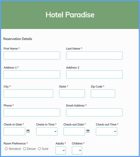 Hotel Reservation Forms And Templates Hotel Reservation Design, Hotel Paper Design, Hotel Information Booklet, Hotel Check In, Hotel Reservation Form, Check In Hotel, Hotel Marketing Design, Reservation Form, First Job Resume