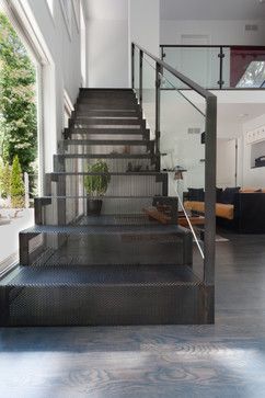 Industrial Stairs Railing, Modern Staircase Railing, Modern Staircase Design, Industrial Stairs, Interior Stair Railing, Modern Railing, Modern Stair Railing, Staircase Design Modern, Escalier Design