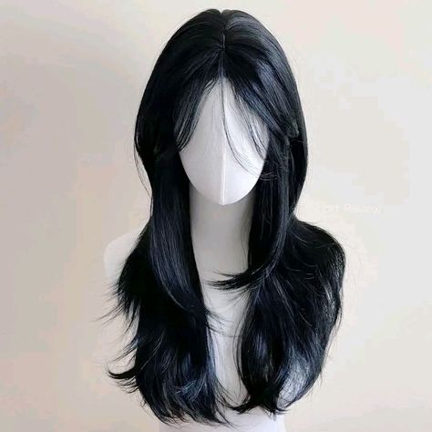 Black Long Haircut, Black Korean Hair, Korean Black Hair, Black Hair Japanese, Korean Wigs, Black Hair Korean, Pretty Hair Cuts, Black Hair Inspiration, Haircuts For Long Hair With Layers