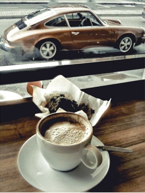 Coffee and Porsche...WHAT COULD BE BETTER THAN THAT A Cup Of Coffee, Cup Of Coffee, A Car, Cars, Coffee