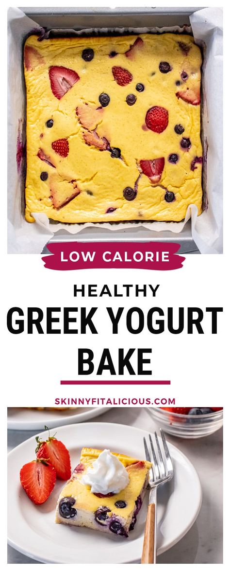 Yogurt Bake, Yogurt Recipes Breakfast, Greek Yogurt Snacks, Greek Yogurt Dessert, Low Calorie Baking, Greek Yogurt Breakfast, Yogurt Snacks, Desayuno Keto, Low Fat Desserts