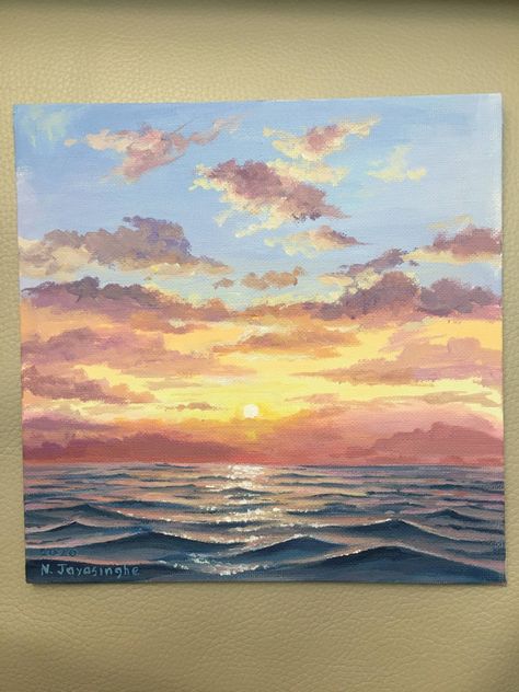 Sunset Canvas Painting, Beauty Art Drawings, Landscape Art Painting, Cute Paintings, Small Canvas Art, Arte Inspo, Nature Art Painting, Amazing Art Painting, Water Painting