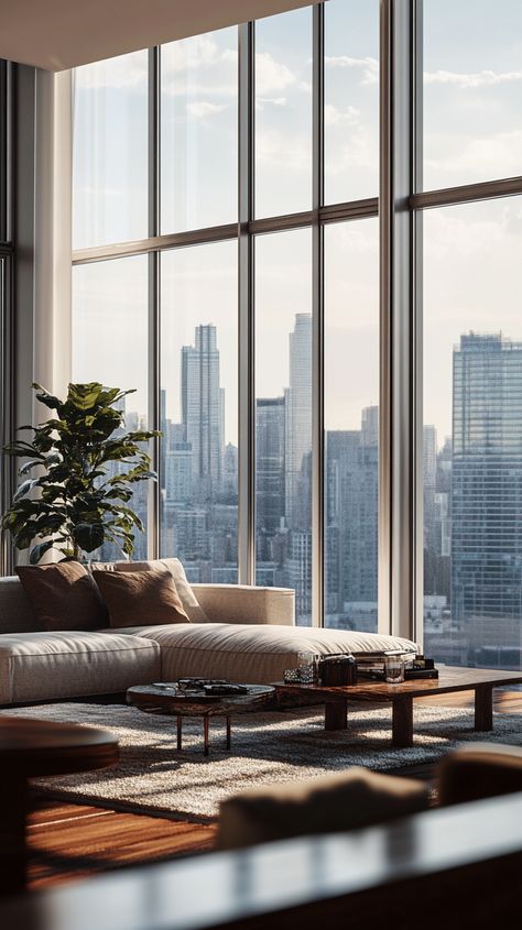 Skyline Spectacles City Homes Stunning Skies Dream Penthouse, Townhouse Interior, City Homes, Apartment View, High Rise Apartments, Apartment Luxury, Tall Windows, Apartment Chic, New York City Apartment