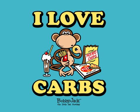 Original Bobby Jack - I Love Carbs - on Blue Background Paul Frank Monkey, Bobby Jack, Childhood Aesthetic, Pink Wallpaper Hello Kitty, Cartoon Monkey, Monkey Pictures, Cherry Baby, Monkey 3, Cute Laptop Wallpaper