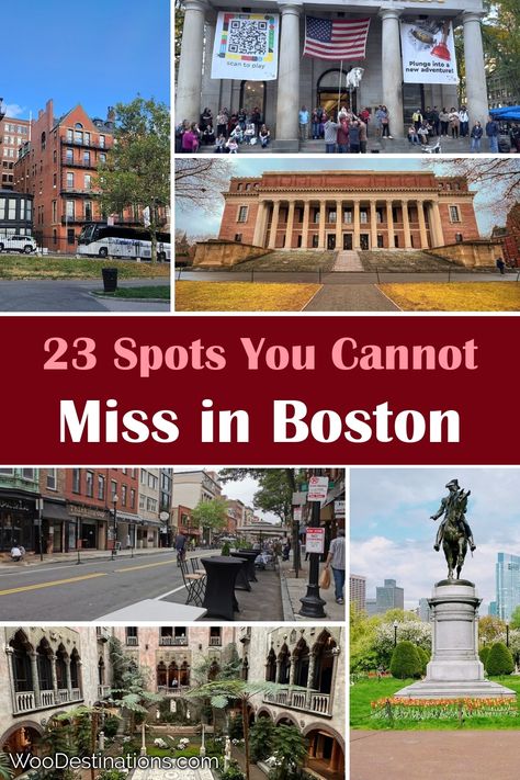 Explore the charm of Boston, North America, through 23 unforgettable spots that I just can't get enough of! From historic landmarks to vibrant neighborhoods, every corner of this city is filled with rich culture and unique experiences. Whether it's strolling through the picturesque streets or enjoying the local cuisine, Boston offers something for every traveler. Join me on this adventure and let's uncover the treasures of this beautiful city together! Places To Visit In Boston Ma, Boston In A Weekend, Boston Sightseeing Things To Do, Unique Things To Do In Boston, Boston Girls Trip, Boston Must See Things To Do, Things To Do In Boston Massachusetts, Must See In Boston, Boston In March