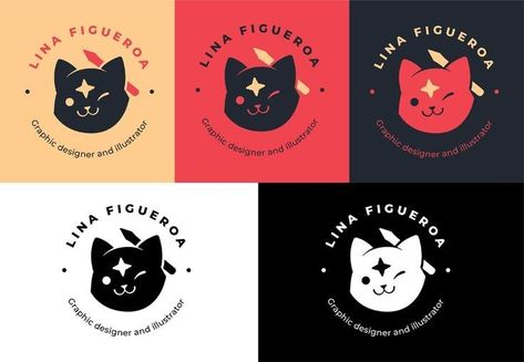 Graphic Design Logos Ideas, Inspiring Logo Design, Character Branding Design, Cats Graphic Design, Branding For Artists, Logo With Illustration, Cute Logos Design, Aesthetic Logo Ideas, Self Branding Graphic Design