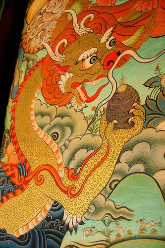 thangka - tibetan dragon | Flickr - Photo Sharing! Tibetan Dragon Tattoo, Tibetan Tattoo, Culture Project, Tibetan Dragon, Tibetan Symbols, Dragon Painting, Tibet Art, Feathered Serpent, Roberto Clemente