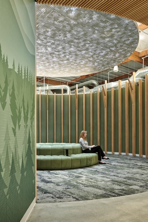 Glazed Brick Tiles, Organic Interior Design, Mountain View California, Design Studio Workspace, Modular Lounge, Modern Office Interiors, Glazed Brick, Library Architecture, Office Photo