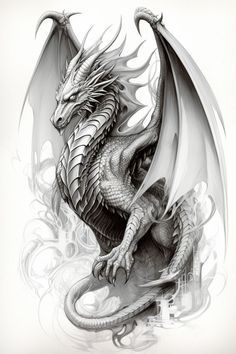 Dragon Tattoo Realistic, Dragon Tattoo Drawing, Dragon Tattoos For Men, Realistic Dragon, Bookish Tattoos, Dragon Tattoo Art, Dragon Tattoo For Women, Got Dragons, Dragon Images