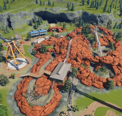 Planet Coaster 2 Ideas, Roller Coaster Tycoon Ideas, Theme Park Tycoon 2 Ideas, Planet Coaster Layout, Planet Coaster Park Ideas, Planet Coaster Ideas, Planet Zoo Map Ideas, Planet Coaster Inspiration, Planet Zoo Inspiration