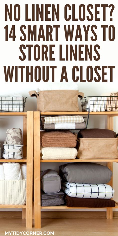 How to store linens without closet No Closet Bathroom Storage Ideas, Free Standing Linen Closet, Lack Of Closet Space Ideas, Linen Room Ideas, Diy Linen Closet How To Build, What To Do When You Don’t Have A Linen Closet, Small Front Hall Closet Organization, Bathroom With No Linen Closet, Where To Store Linens Without A Closet