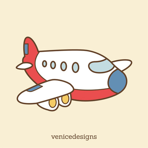 Airplane Flat Design Clipart Aviation Drawing, Cute Airplane, Cartoon Airplane, Venice Photos, Airplane Design, Graphic Design Elements, Drawing Vector, Facepaint, Vector Clipart