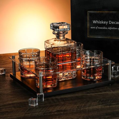 Indulge in refined elegance with our premium whiskey set for men. Crafted with precision, this set includes exquisite glasses, a sophisticated decanter, and all the essentials for an elevated sipping experience. Elevate your whiskey enjoyment in style #MansInspiration #WhiskeySet #MansGift Whisky Set, Whiskey Glasses Set, Whisky Decanter, Home Bar Design, Whiskey Set, Whiskey Decanter Set, Industrial Bar Stools, Liquor Decanter, Whiskey Decanter