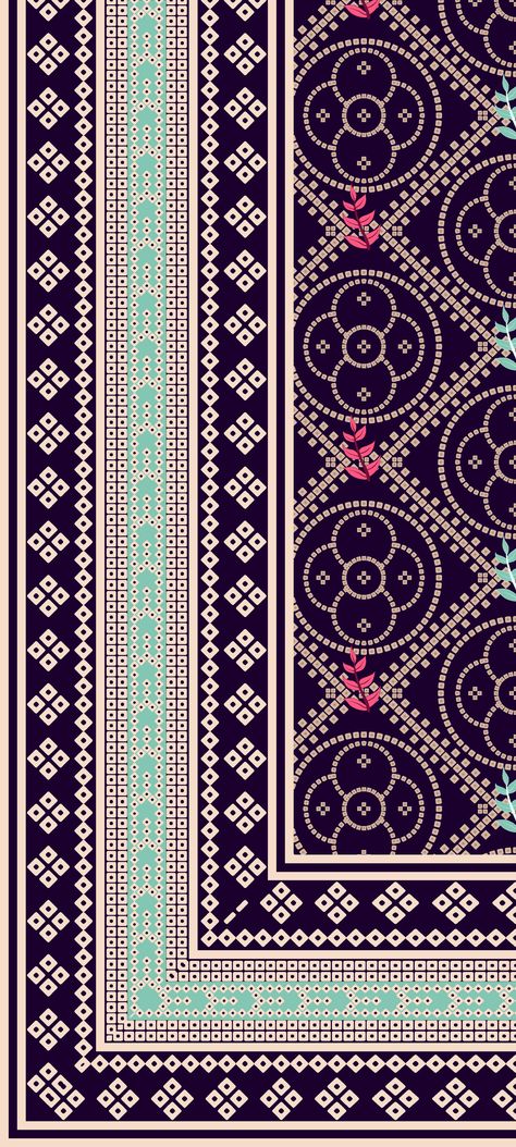 Chunri Motifs, Chunri Pattern, Liz Casella, Corner Border, Dupatta Design, Corner Borders, Allover Design, Borders Design, Digital Borders Design