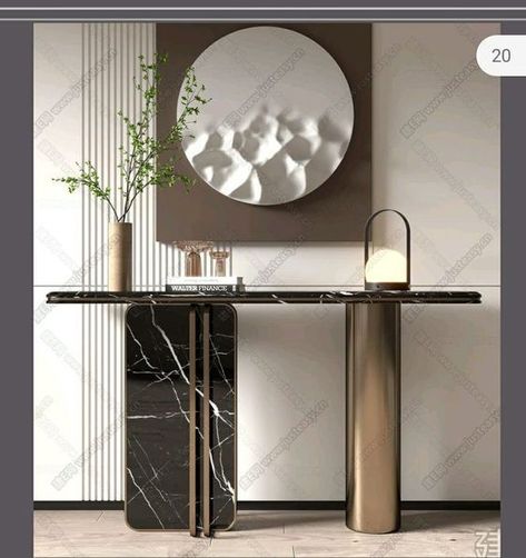 Lobby Console Table, Art Deco Console Table, Entrance Hall Decor, Feature Wall Design, Modern Console Table, Hotel Lobby Design, Elegant Console Table, Modern Sofa Designs, Showroom Interior Design