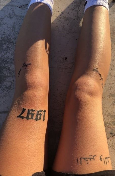 Birthyear Tattoo Above Knee, 2001 Knee Tattoo, 1997 Tattoo Above Knee, 1996 Leg Tattoo, Number Above Knee Tattoo, 2002 Above Knee Tattoo, 1999 Above The Knee Tattoo, Year Tattoo On Knee, 2000 Knee Tattoo