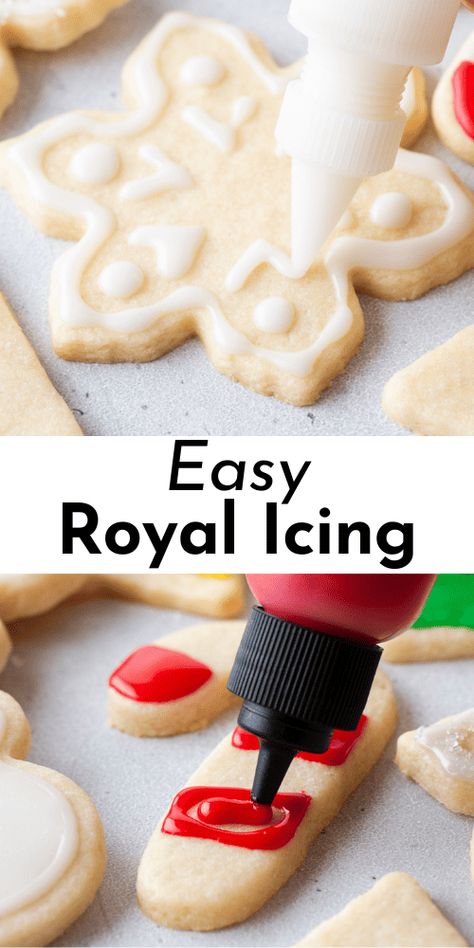 This is the only royal icing recipe you'll ever need! With no meringue powder needed, my secret ingredient makes this icing harden perfectly. Plus, I'm sharing my expert tips on adjusting your icing to the perfect consistency, coloring, and storing your icing. Royal Icing Recipe Without Meringue Powder Or Corn Syrup, Vanilla Royal Icing Recipe, Cooking Icing Recipe, Dairy Free Icing For Cookies, Crisco Icing Recipe, Biscuit Icing Recipe, Easy Royal Icing Recipe No Meringue, Icing That Hardens For Cookies, Hardening Icing Recipe