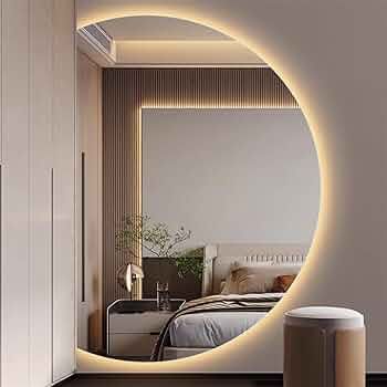 Amazon.com: UkewEi Semicircle Bathroom Mirror Backlit LED Vanity Mirror 3 Colors Light Half Moon Entryway Full Length Mirror Irregular Wall Mirror Anti-Fog Mirror for Home Decor ( Color : Left cut , Size : 25*35i : Home & Kitchen Entryway Full Length Mirror, Semicircle Mirror, Moon Mirror Wall Decor, Wall Mirror Ideas Bedroom, Full Length Mirror Vanity, Half Circle Mirror, Half Moon Mirror, Half Mirror, Led Light Mirror