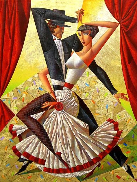 "Tango" Georgy Kurasov - Artwork on USEUM Poster Tarian, Georgy Kurasov, Cubist Art, Cubism Art, Dance Poster, Russian Artists, Dance Art, Art And Illustration, Cubism