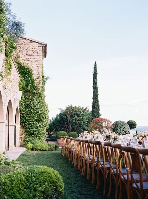 I double dog dare you to find a more idyllic destination wedding in the heart of Provence. This South of France wedding is all things charming from the chateau venue to the floral canopy above the family-style reception table. And those medieval village views? Endless. #ruffledblog Autun France, Floral Canopy, South Of France Wedding, French Chateau Wedding, Provence Wedding, Medieval Village, Chateau Wedding, Chateau France, France Wedding