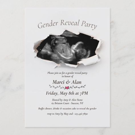 Ultrasound Gender, Gender Reveal Ultrasound, Gender Reveal Cards, Arrow Vector, Gender Reveal Unique, Gender Reveal Party Invitations, Photo Window, Gender Party, Gender Reveal Party Decorations