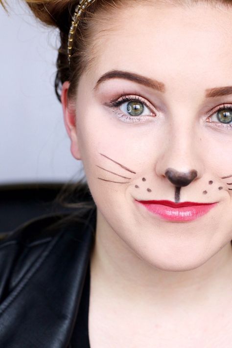 Simple Mouse Halloween Costume | Makeup + Hair + Leather JacketHoney & Betts Mouse Makeup, Alice In Wonderland Makeup, Cat Halloween Makeup, Wonderland Makeup, Brown Matte Lipstick, Halloween Costume Makeup, Halloween Creative, Mouse Costume, Cheap Ideas