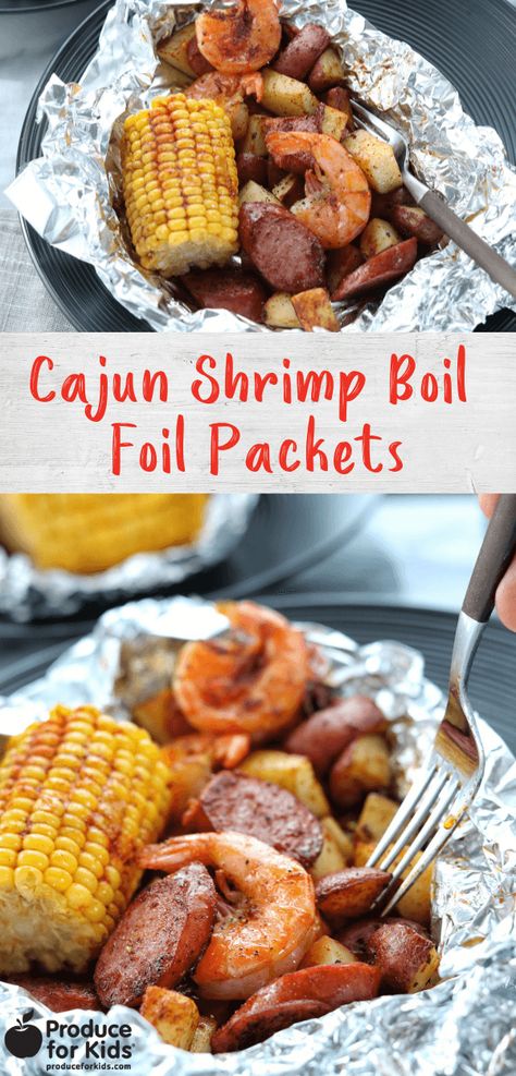 Shrimp Sausage Potatoes, Shrimp Boil Foil Packets, Shrimp Boil Foil Packs, Cajun Shrimp Boil, Boil Recipes, Shrimp Boil Foil, Seafood Boil Party, Cajun Shrimp Recipes, Grilled Recipes