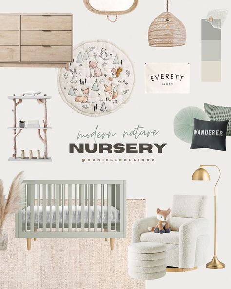 Woodland Nature Nursery Theme Finn Sage Green Crib, Sage And Natural Nursery, Green Leaf Nursery, Woodlands Nursery Neutral, Sage Green Nursery Furniture, Green Natural Nursery, Modern Nature Nursery, Sage Green Animal Nursery, Nursery Ideas Animal Theme