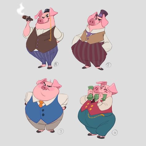 Three Pigs, Pig Drawing, Pig Character, Pig Illustration, Pig Art, Pig Cartoon, Cartoon World, Three Little Pigs, Illustration Character