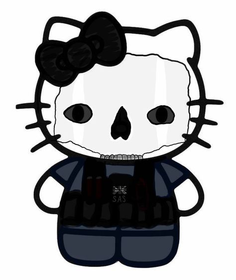 Combined Hello Kitty and Ghost Ghost Hello Kitty, Ghost Fan Art Cod, Sanrio Ghost, Scream Hello Kitty, Hello Kitty Ghost, Cod Ghost, Ghost Cute, Quad Exercises, Call Of Duty Ghosts