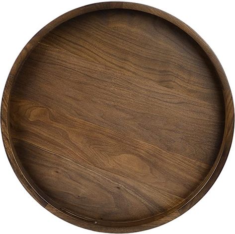 Amazon.com: KINGCRAFT 24 x 24 inches Large Round Ottoman Table Tray Wooden Solid Circle Serving Tray with Handle Black Walnut Platter Decorative Tray for Oversized Ottoman Home Breakfast in Bed Tea Coffee : Home & Kitchen Large Round Ottoman, Large Ottoman Tray, Walnut Texture, Round Wood Tray, Tray Ottoman, Oversized Ottoman, Round Serving Tray, Ottoman Tray, Wood Wax