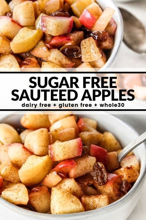 Sugar Free Sautéed Apples - The Whole Cook Sugar Free Apple Recipes, Apple Recipes No Sugar, Sauted Apples, Spiced Apples Recipe, Sautéed Apples, Sauteed Apples, Sugar Free Kids, Sugar Free Fruits, Baked Apple Recipes