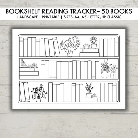 Bookshelf Reading Tracker Printable Landscape, Reading Planner, Reading Challenge Bookshelf 50 Books Reading Log A4 A5 Letter - Etsy Netherlands Bookshelf Reading Log, Bookcase Quilts, Reading Tracker Printable, Books Tbr, Reading Planner, Reading Tracker, Reading Log, Tracker Printable, Reading Challenge