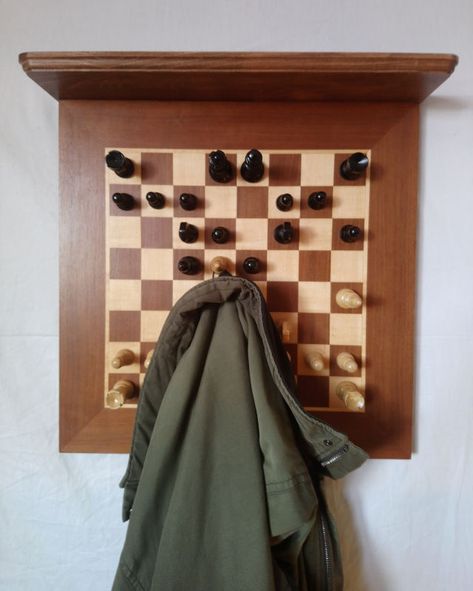 The Pieces on This Chess Set Coat Rack are Immovable Wooden Chess Board, Wooden Chess, Inspiring Spaces, Summer Projects, Wall Board, Star Design, Room Inspiration Bedroom, Chess Set, North Star