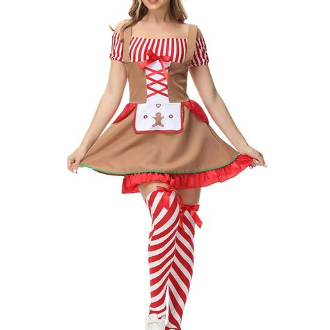 Cute Christmas Costumes Women, Gingerbread Costume, Gingerbread Outfit, Stockings Outfits, Cosplay Maid, Eve Costume, Christmas Extravaganza, Holiday Party Dress, Holiday Party Dresses