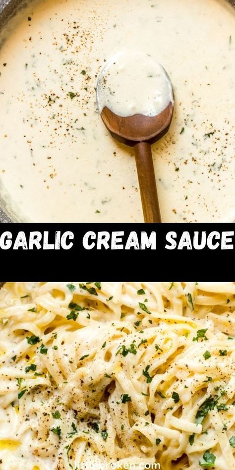 Garlic Cream Sauce Recipe, Lemon Garlic Cream Sauce, Cream Sauce Recipe, Cream Sauce Pasta, Lemon Cream Sauces, Garlic Sauce Recipe, Quick And Easy Meals, Cream Pasta, Garlic Cream Sauce