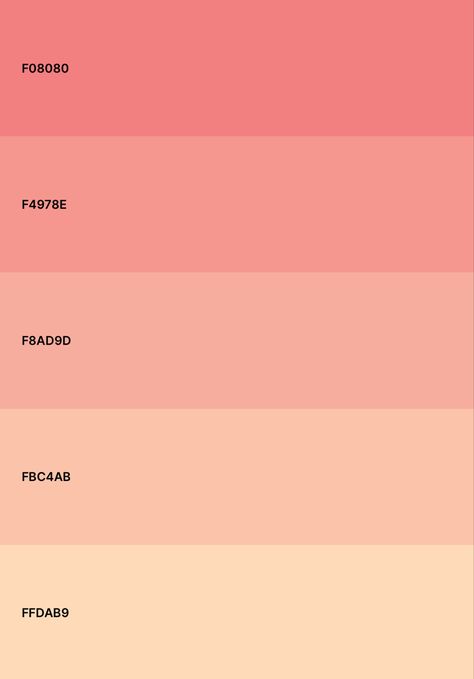 Pink Aesthetic Pallet, Pink Gradient Palette, Peach Pink Color Palette, Aesthetic Color Pallet, Pink Colour Pallet, Peach Pink Aesthetic, Peach Color Code, Peach Pallet, Pink Pallet