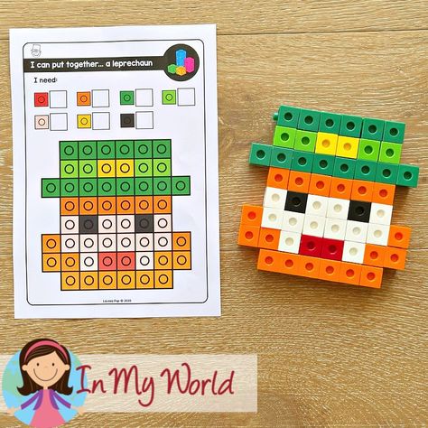 Fine Motor Printable Activities for March Morning Tubs | Bins. Lots of fun, hands-on activities to help strengthen finger muscles and help promote fine motor skills. Snap cube pattern cards. Snap Cube Patterns Printables Free, Linking Cubes Activities Free Printables, Math Cube Activities, Snap Cube Pattern Cards Free, Snap Cubes Activities, Tk Classroom, Snap Cube, Snap Cubes, Irish Hat