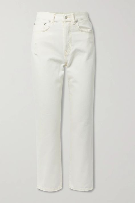 ACNE STUDIOS + NET SUSTAIN cropped distressed organic high-rise straight-leg jeans Leg Acne, Basic Dressing, Acne Studios Jeans, Acne Shop, The Cream, Sweater Design, Ankle Jeans, Neutral Tones, Net A Porter