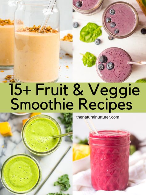 Healthy Veggie Smoothies, Fruit And Veggie Smoothies, Veggie Smoothie Recipes, Vegetable Smoothie Recipes, Natural Nurturer, Veggie Diet, Fruit Vegetable Smoothie, Veggie Smoothies, Fruit And Veggie