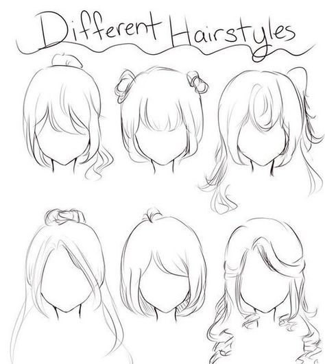 Girl Hair Drawing, Pelo Anime, Drawing Hair Tutorial, Manga Hair, Hair Sketch, Seni Dan Kraf, Manga Drawing Tutorials, Hairstyles For Girls, Drawing Faces