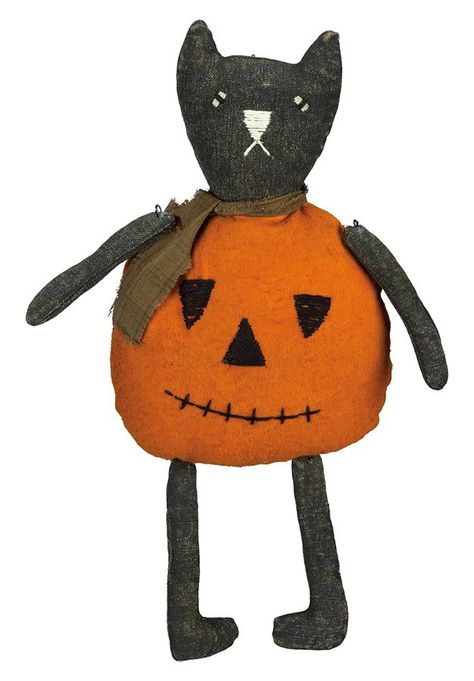 Traditions: Search Results Jack O Lantern Cat, Warm Halloween, Felt Plush, Black Pumpkin, Pumpkin Costume, Primitive Halloween, Primitives By Kathy, Cat Pumpkin, Halloween Doll