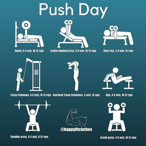 Push Day Compound Workout, Push Weight Exercises, Easy Push Day Workout, Push Days Workout, Womens Push Day Workout, Pull Day Machines, Push Day Beginner, Women Push Day Workout, Pull Home Workout