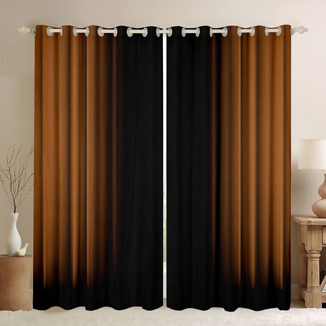 PRICES MAY VARY. ✿[Curtain Set]: Set includes 2 panels of 38 W x 45 L inch each//38 W x 54 L inch each//42 W x 63 L inch each//42 W x 84 L inch each//42 W x 90 L//52 W x 63 L inch each//52 W x 84 L inch each//52 W x 90 L inch each //52 W x 96 L inch each. Silver plastic grommets on top（Inner diameter1.8" / Outer diameter 2.7"）.Easy to hang, and slide smoothly. ✿[Material]: According to customer's feedback , we have upgraded the fabric of curtain ➜ High-grade velvet fabric ( soft touch). Our deco Black Curtains Living Room Ideas, Brown Living Room Decorating Ideas, Brown Curtains Living Room, Black Curtains Living Room, Young Man Room, Color Window, Light Blocking Curtains, Brown Curtains, Decorative Curtains