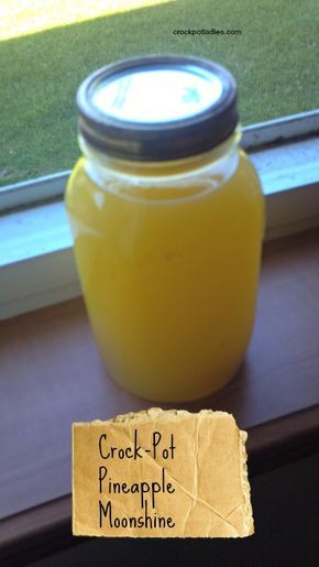 Crock-Pot Pineapple Moonshine - Another great "moonshine" recipe to make using pineapple juice. Remember this is a strong alcoholic drink and you can use either grain alcohol (Everclear if it is sold in your area) or vodka. [recipe from CrockPotLadies.com] Pineapple Moonshine, Homemade Liquor, Moon Shine, Moonshine Recipes, Grain Alcohol, Canned Pineapple, Crock Pot Cooking, Slushies, Pineapple Juice