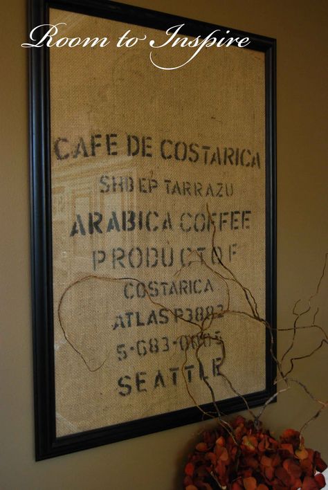 Coffee Bean Sacks, Frame Projects, Burlap Coffee Bags, Coffee Bean Bags, Coffee Sack, Twine Crafts, Framed Burlap, Potato Bag, Coffee Sacks