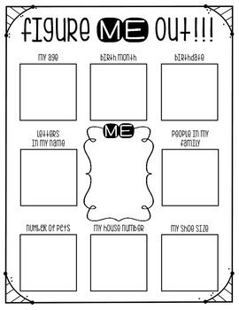 This is a great printable activity to use at the beginning of the school year as a "get-to-know-you" activity. I love that it integrates math, works for a wide range of grade levels, and is fun and engaging for students. This printable should be used with 2"x 2" post-its. Students start by drawi... Figure Me Out Math, Back To School Tips, Get To Know You Activities, Figure Me Out, First Day Of School Activities, Back To School Hacks, 4th Grade Classroom, Math About Me, Math Projects