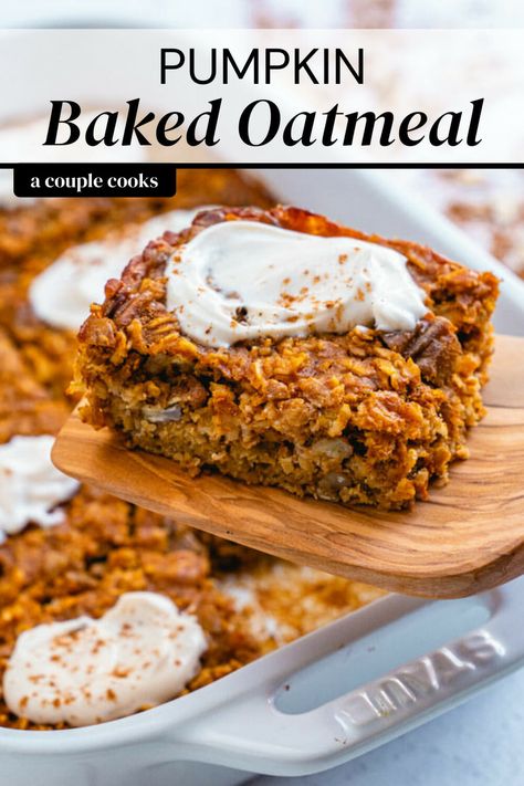 Pumpkin Baked Oatmeal, Baked Pumpkin Oatmeal, Healthy Oats, A Couple Cooks, Pumpkin Oats, Pumpkin Breakfast, Cookies Healthy, Baked Oatmeal Recipes, Recipes Fall