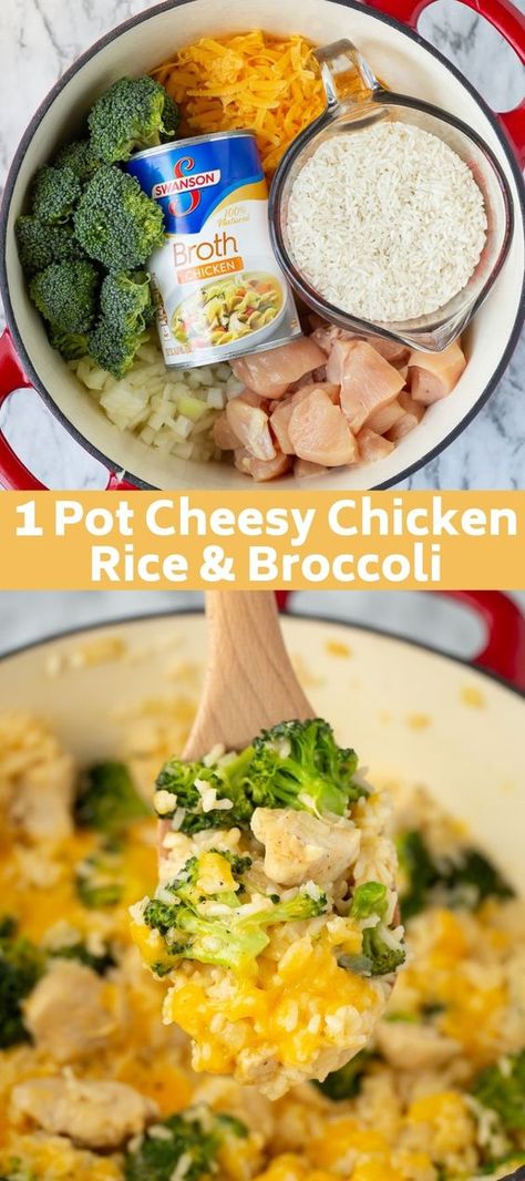 Slow Cooker Recipes, Chicken Rice Broccoli, Cheesy Chicken Rice, Rice Broccoli, Diner Recept, Easy Dinner Recipe, Crock Pot Recipes, Chicken And Rice, Deilig Mat